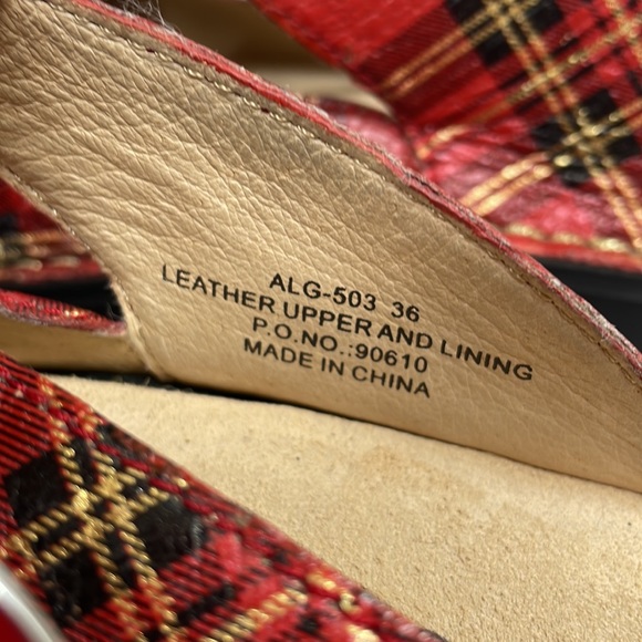 Alergria PG LITE plaid red leather mule shoes -size 36 (US 6 - 6.5) - Picture 10 of 12